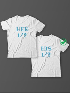 Парные футболки для молодоженов и для двоих влюбленных, для мужа и жены Her&His