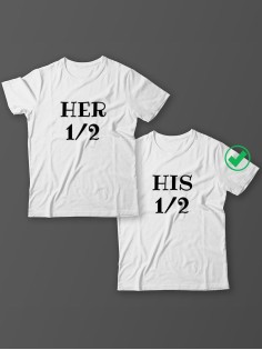 Парные футболки для молодоженов и для двоих влюбленных, для мужа и жены Her&His
