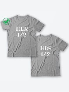 Красивые парные футболки с надписями/для влюбленных с принтом Her&His