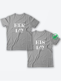 Красивые парные футболки с надписями/для влюбленных с принтом Her&His