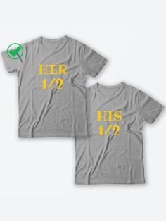 Красивые парные футболки с надписями/для влюбленных с принтом Her&His