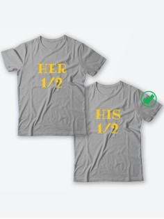 Красивые парные футболки с надписями/для влюбленных с принтом Her&His