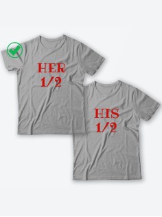 Красивые парные футболки с надписями/для влюбленных с принтом Her&His