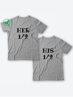 Красивые парные футболки с надписями/для влюбленных с принтом Her&His