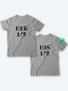 Красивые парные футболки с надписями/для влюбленных с принтом Her&His