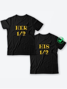 Парные футболки для молодоженов и для двоих влюбленных, для мужа и жены Her&His