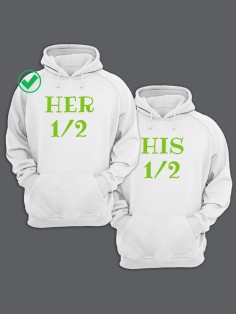 Парные толстовки для двоих с надписью Her&His/худи для влюбленных с принтом