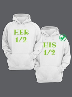 Парные толстовки для двоих с надписью Her&His/худи для влюбленных с принтом