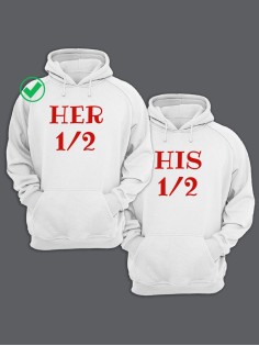Парные толстовки для двоих с надписью Her&His/худи для влюбленных с принтом