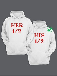 Парные толстовки для двоих с надписью Her&His/худи для влюбленных с принтом
