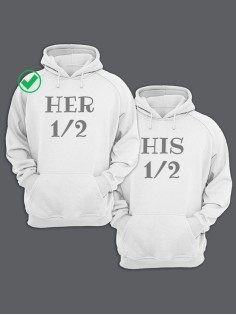 Парные толстовки для двоих с надписью Her&His/худи для влюбленных с принтом