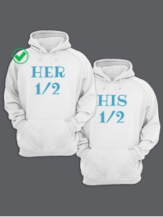 Парные толстовки для двоих с надписью Her&His/худи для влюбленных с принтом