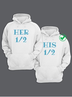 Парные толстовки для двоих с надписью Her&His/худи для влюбленных с принтом