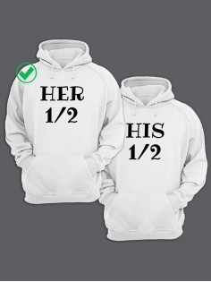 Парные толстовки для двоих с надписью Her&His/худи для влюбленных с принтом