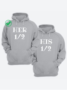 Парные толстовки для двоих с надписью Her&His/худи для влюбленных с принтом