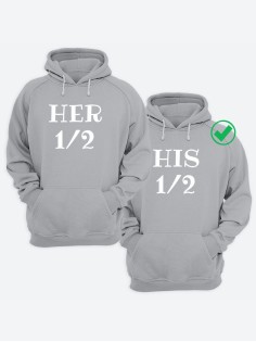 Парные толстовки для двоих с надписью Her&His/худи для влюбленных с принтом