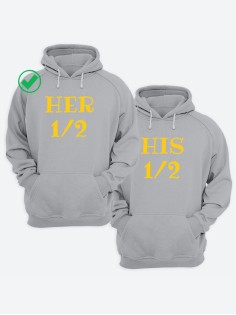 Парные толстовки для двоих с надписью Her&His/худи для влюбленных с принтом