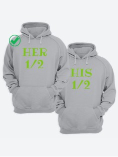Парные толстовки для двоих с надписью Her&His/худи для влюбленных с принтом
