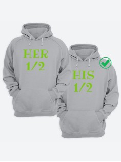 Парные толстовки для двоих с надписью Her&His/худи для влюбленных с принтом