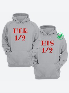 Парные толстовки для двоих с надписью Her&His/худи для влюбленных с принтом