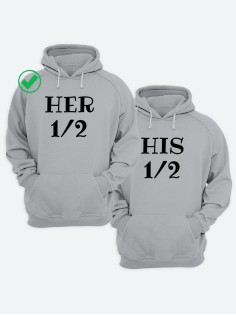Парные толстовки для двоих с надписью Her&His/худи для влюбленных с принтом