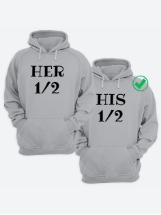 Парные толстовки для двоих с надписью Her&His/худи для влюбленных с принтом