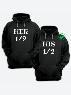 Парные толстовки для двоих с надписью Her&His/худи для влюбленных с принтом