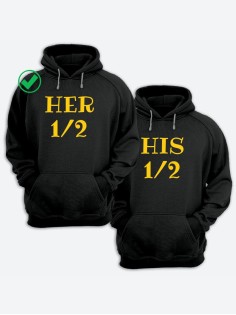 Парные толстовки для двоих с надписью Her&His/худи для влюбленных с принтом
