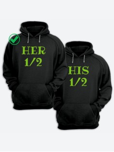 Парные толстовки для двоих с надписью Her&His/худи для влюбленных с принтом