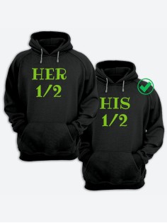Парные толстовки для двоих с надписью Her&His/худи для влюбленных с принтом