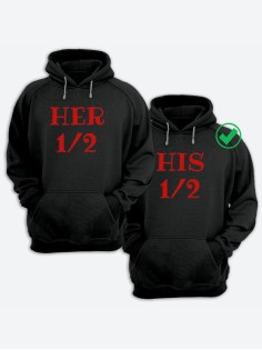 Парные толстовки для двоих с надписью Her&His/худи для влюбленных с принтом