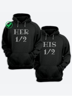 Парные толстовки для двоих с надписью Her&His/худи для влюбленных с принтом