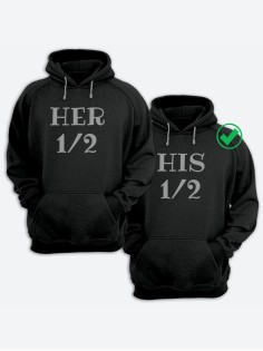 Парные толстовки для двоих с надписью Her&His/худи для влюбленных с принтом