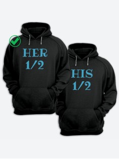 Парные толстовки для двоих с надписью Her&His/худи для влюбленных с принтом