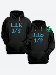 Парные толстовки для двоих с надписью Her&His/худи для влюбленных с принтом