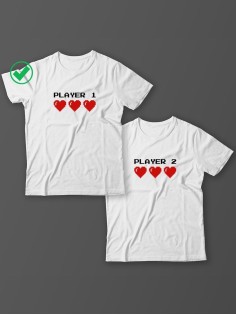 Футболки для двоих со смешными надписями Player1 & Player2/Парные для влюбленных