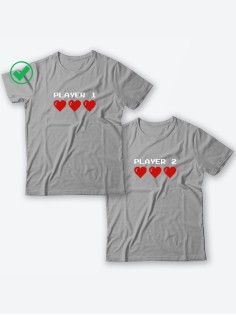 Футболки для двоих со смешными надписями Player1 & Player2/Парные для влюбленных