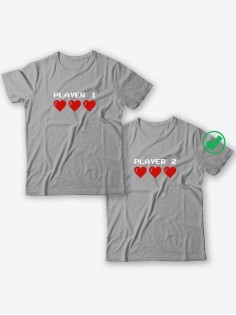 Футболки для двоих со смешными надписями Player1 & Player2/Парные для влюбленных
