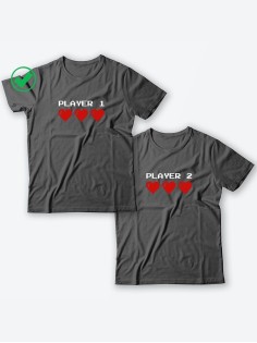 Футболки для двоих со смешными надписями Player1 & Player2/Парные для влюбленных