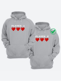 Парные толстовки для двоих с надписью Player 1&2/худи для влюбленных с принтом