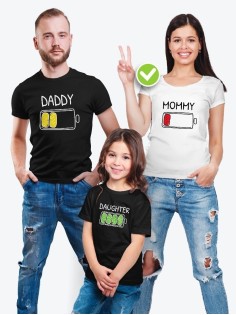 Футболки family look для всей семьи с принтом BATARY | Прикольные одинаковые семейные футболки