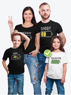 Футболки family look для всей семьи с принтом BATARY | Прикольные одинаковые семейные футболки