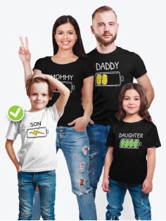 Футболки family look для всей семьи с принтом BATARY | Прикольные одинаковые семейные футболки