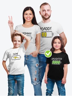 Футболки family look для всей семьи с принтом BATARY | Прикольные одинаковые семейные футболки