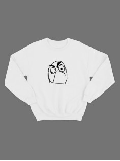 Женской свитшот с принтом "Мем" / Модная толстовка без капюшона с прикольной и смешной надписью