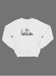 Женской свитшот с принтом "Ъуъ" / Модная толстовка без капюшона с прикольной и смешной надписью