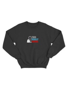 Женский свитшот с принтом "Sucks" / Модная толстовка без капюшона с прикольной и смешной надписью