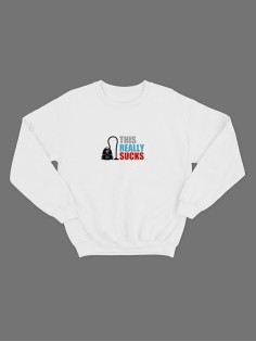 Мужской свитшот с надписью "Sucks" / Модная толстовка без капюшона с прикольным и смешным принтом