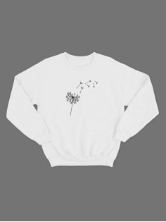 Женский свитшот с принтом Одуванчик/ Модная толстовка без капюшона с прикольной и смешной надписью