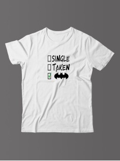 Футболка для мужчины с оригинальной надписью "Single Taken" Прикольная футболка